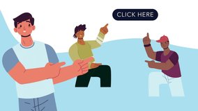 group of boys influencers characters animated ,4k video animation - Powered by Shutterstock - Get 15% off with code: PIKWIZARD15