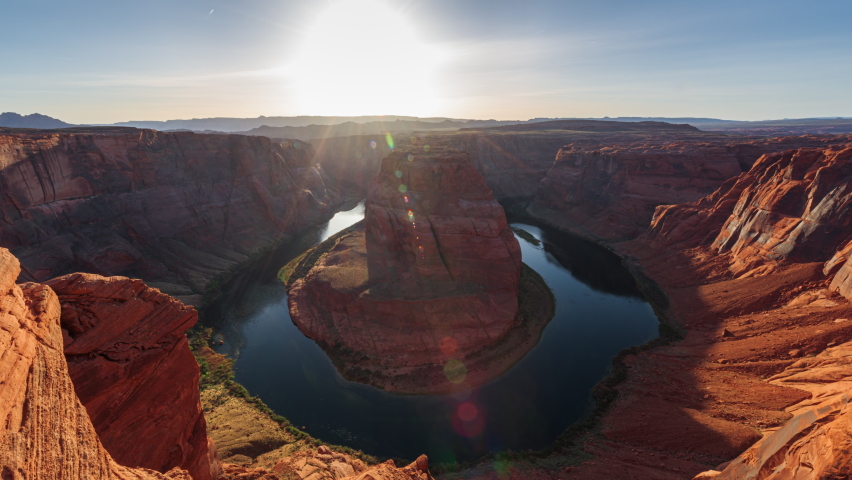 Horseshoe Bend on the Colorado River at sunset near Page, Arizona, USA.