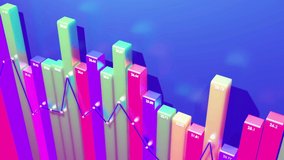 beautiful 3d looped background for analytical programs with abstract infographics, statistical data. Multicolor bars, counters and graph. 3d columns smoothly move up and down in loop. Financial bg - Powered by Shutterstock - Get 15% off with code: PIKWIZARD15
