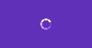 Animation of loading digital interface circle flashing on purple background. technology, computing and digital interface concept digitally generated video.