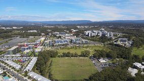 Bright Colors Of The Building Structures Of Gold Coast University Hospital Beside The Rugby Field In Queensland, Australia. aerial - Powered by Shutterstock - Get 15% off with code: PIKWIZARD15