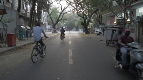 Pune , Maharashtra , India - 05 13 2021: Empty road during covid lockdown