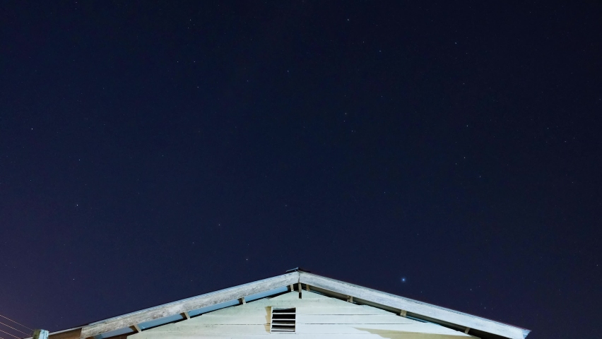 Night sky with star trails, 4k time-lapse video.