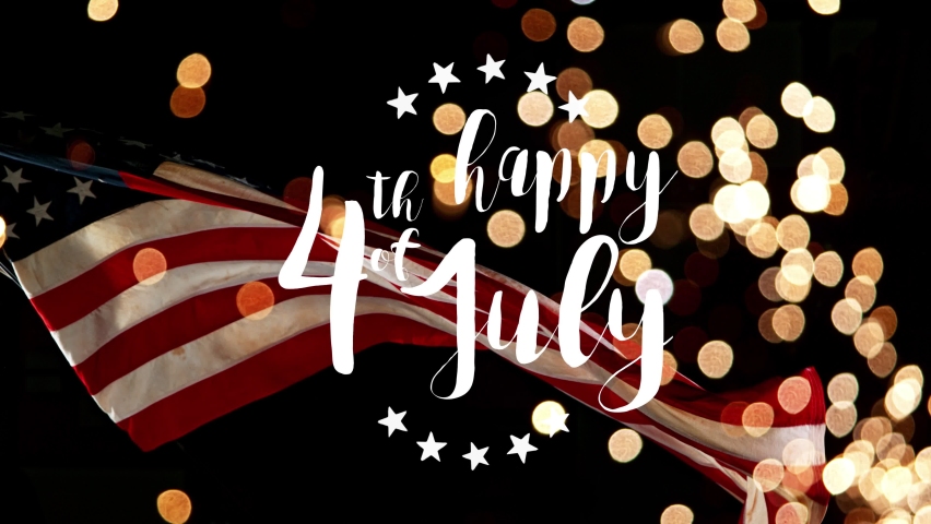 Happy July 4th Independence day celebration, Memorial Day of USA. Flag of United States waving with fireworks | Shutterstock HD Video #1074004730