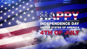 Happy 4th of July. Animated intro for Independence Day. Happy Independence Day of USA. Fourth of July in United States of America. Celebrating America. Dynamic text animation with national attributes - Powered by Shutterstock - Get 15% off with code: PIKWIZARD15