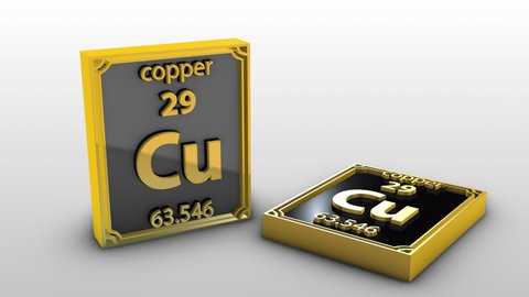 Periodic Table Of Elements - copper - Cu - 3d animation model on a white background