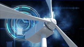 Animation of scopes scanning and wind turbine on digital screen. global technology, digital interface and data processing concept digitally generated video. - Powered by Shutterstock - Get 15% off with code: PIKWIZARD15