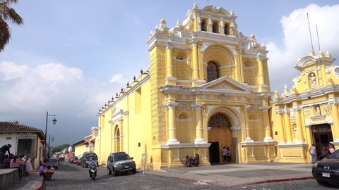 Antigua Guatemala , Sacatepequez , Guatemala - 05 17 2021: Antigua Guatemala street during covid-19 pandemic, 2021