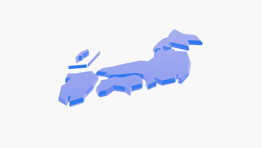 Zoom in on the three-dimensional Japanese archipelago "blue", illustration