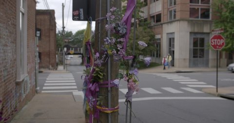 Charlottesville, Virginia, United States - 05 02 2020: Site of the car attack during the 2017 Unite the Right Rally. 