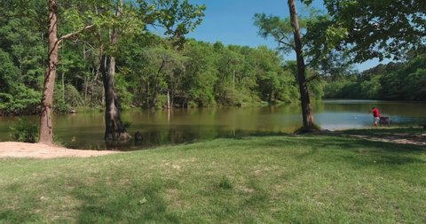 beautiful view of large lake near the Lake Houston dam in Houston, Texas