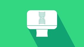 White DNA spiral and computer monitor icon isolated on green background. Polygonal medical technology research mesh art. 4K Video motion graphic animation. - Powered by Shutterstock - Get 15% off with code: PIKWIZARD15