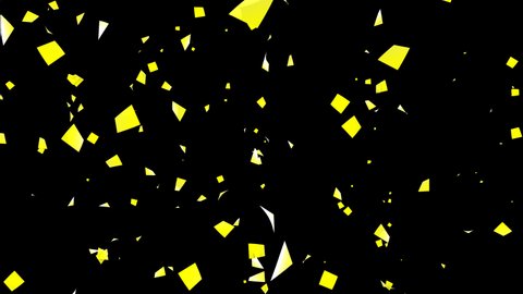 Confetti Yellow Particle size Medium Transparent background 3d render loop