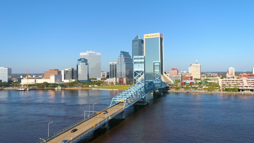 Aerial fly around of Historic John Alsop Bridge in Jacksonville, FL