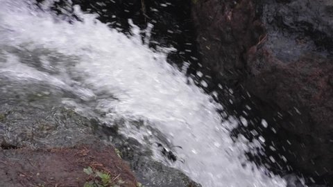 CU of water flowing down waterfall