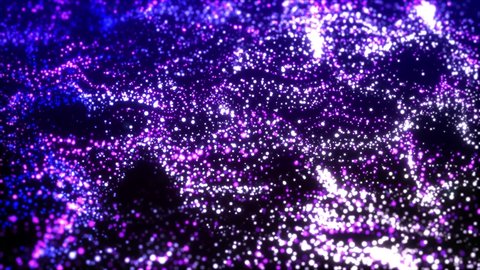 4K Glitter magical particles sparkling energetic turbulent motion on Blue Loop background Animation. Smooth particle wave, big data techno background with glowing dots, hi-tech concept