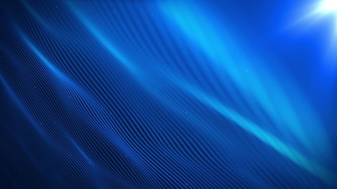 4K Abstract particle wave animation loop background. motion graphic screen saver. digital blue color wave flowing particles light abstract background. Cyber or technology background.