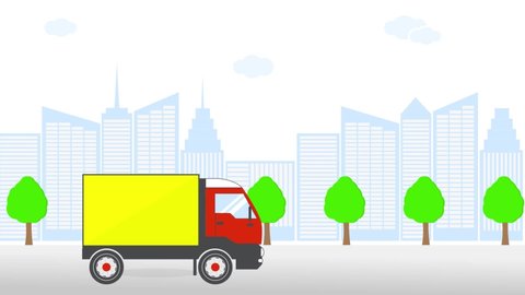 Delivery Truck Animation Against Background City Stock Footage Video