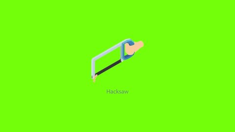 Hacksaw icon animation cartoon object on green screen background