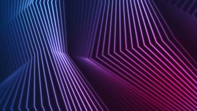 Blue and purple neon laser glowing curved 3d lines abstract tech motion background. Seamless loop. Video animation Ultra HD 4K 3840x2160