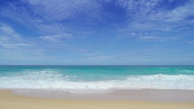 09 June 2021. PHUKET THAILAND SEA BEACH. Nature Video Landscape view of tropical sea. Summer beach sea. Blue sea blue sky background. At Karon beach, Phuket, Thailand. 4k UHD Video Clip.