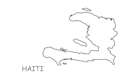 Haiti map animation line. Black line animation letters drawing on a white background.
