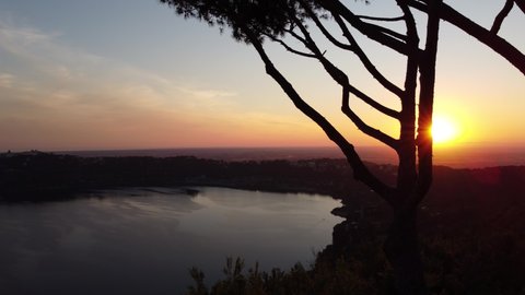 sunset on the lake of Castel Gandolfo, in the province of Rome, also called Lake Albano