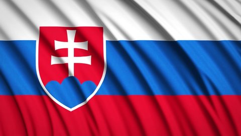 Slovakia flag in motion. National background. Smooth waves of fabric. 4K video. 3D render. 