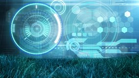 Animation of scopes scanning and data processing over sports stadium. global sports, competition technology and digital interface concept digitally generated video. - Powered by Shutterstock - Get 15% off with code: PIKWIZARD15