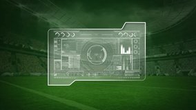 Animation of scopes scanning and data processing over sports stadium. global sports, competition technology and digital interface concept digitally generated video. - Powered by Shutterstock - Get 15% off with code: PIKWIZARD15