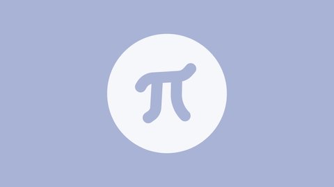 White Pi symbol icon isolated on purple background. 4K Video motion graphic animation.
