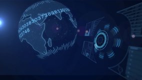 Animation of globe with numbers changing, scope scanning and data processing. global technology, data processing and digital interface concept digitally generated video. - Powered by Shutterstock - Get 15% off with code: PIKWIZARD15