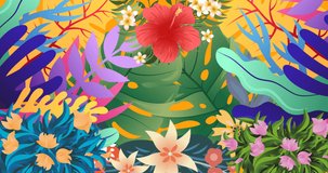 Animation of flowers moving in hypnotic motion on orange background. colour, nature, pattern and movement concept digitally generated video.