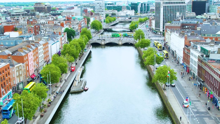 Aerial View Dublin City Centre Royalty-Free Stock Footage #1074214136