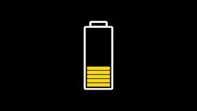 Graphic Animation of Floating Battery on the digital grid are being fully charged. A warning message with flashing battery symbol about low battery power or exhaustion. - Powered by Shutterstock - Get 15% off with code: PIKWIZARD15