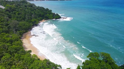 PHUKET THAILAND SEA BEACH. On15 June, 2021. High-Quality Nature Video Landscape Aerial View Beach Sea. On Good Wether Day In Summer Travel. Phuket travel trip Andaman sea On June 2021.