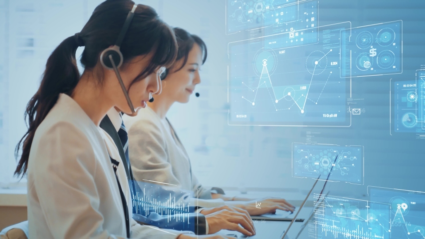 Group of operator working in the office and communication network concept. Customer service. Call center. - Powered by Shutterstock - Get 15% off with code: PIKWIZARD15