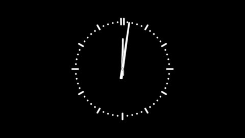 Spinning clock in 12 hour perfect seamless loop (4K 38400x2160, 16s 30fps).