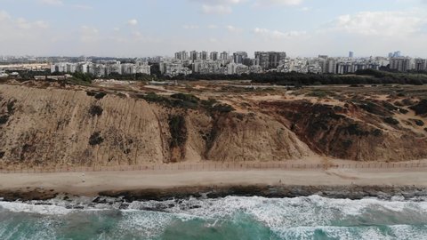 Tel Aviv Jaffa City Beach, Urban Coast, Waves surfing, Israel