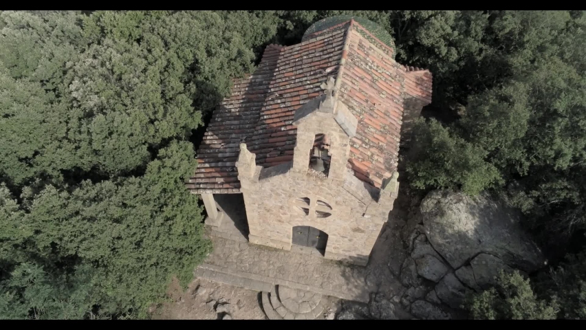 Aerial view of hermitage of nen jesus from prague to Sant Hilari Sacalm