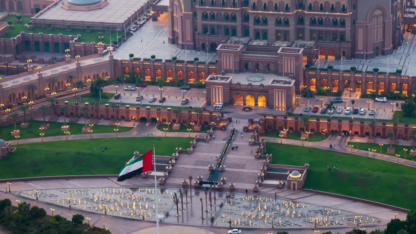 Time lapse of Emirates palace in Abu Dhabi , one of the famous travel spots and landmarks in United Arab Emirates capital city