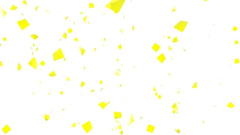 Confetti Yellow Particle size Medium White background 3d render loop