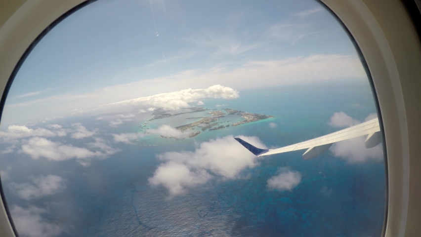 Aerial view from the airplane to Bermuda islands Royalty-Free Stock Footage #1074269663