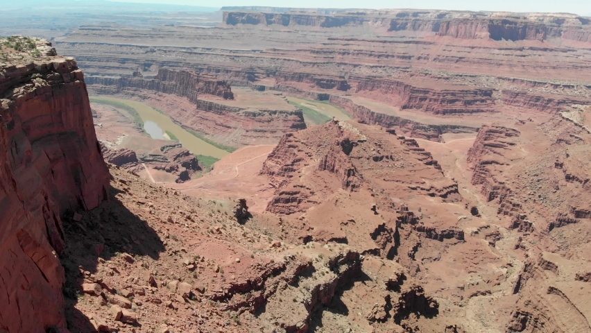Overflying Dead Horse State Park in Canyonlands, fast time lapse on a beautiful sunny day.