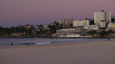SYDNEY, NSW, AUSTRALIA, JUNE 11 2021. Sunrise Bondi visitors at the famous beach.