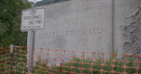 Charlottesville , Virginia , United States - 05 02 2021: Charlottesville, VA- Robert E. Lee monument slated for removal. Cause of the 2017 Unite the Right Rally. Filmed 2020.