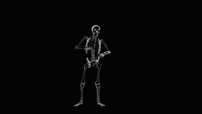 Halloween day. Ghost character bone dancing. 3d rendering, realistic CGI,3d mapping cartoon, Included in the end of the clip with Alpha matte.