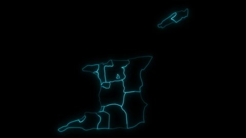 Animated Outline Map of Trinidad and Tobago with Regions