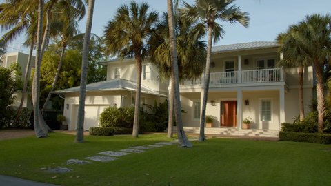 Miami, FL, USA - June 8, 2021: Miami mansions on Key Biscayne 6k raw clip
