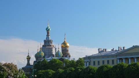 Church of the Saviour on Spilled Blood at summer time. View from Field of Mars